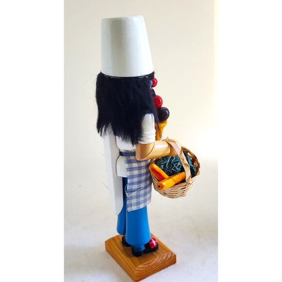 NUTCRACKER-Wood-Moving Lever Mouth-Baker Basket w/Bread-Ice Cream Cone-10" Tall - Picture 9 of 13